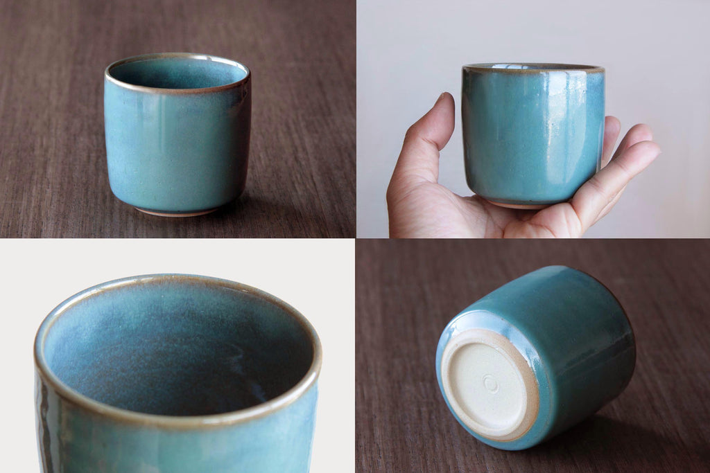 Japanese ceramic tea bowl. Nice blue glaze.