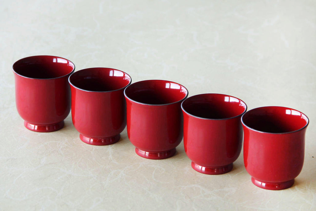 lacquerware red sake cup