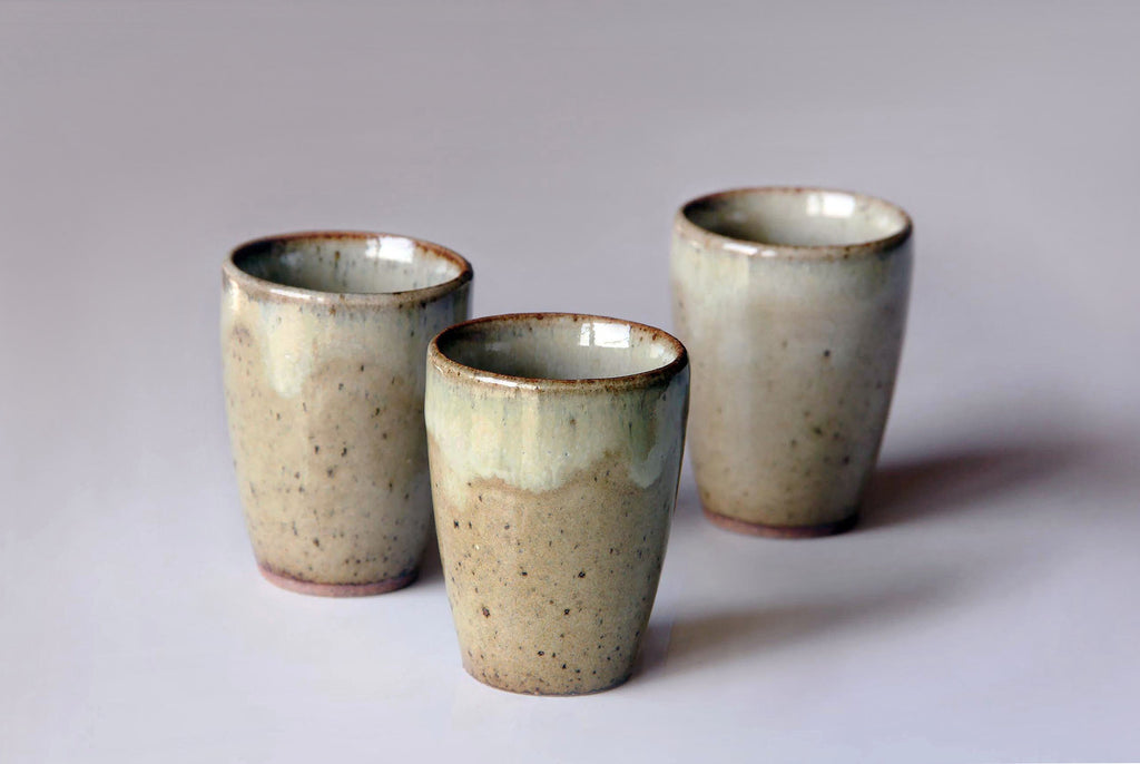  Japanese pottery, Mashiko ware, blue Sake cup