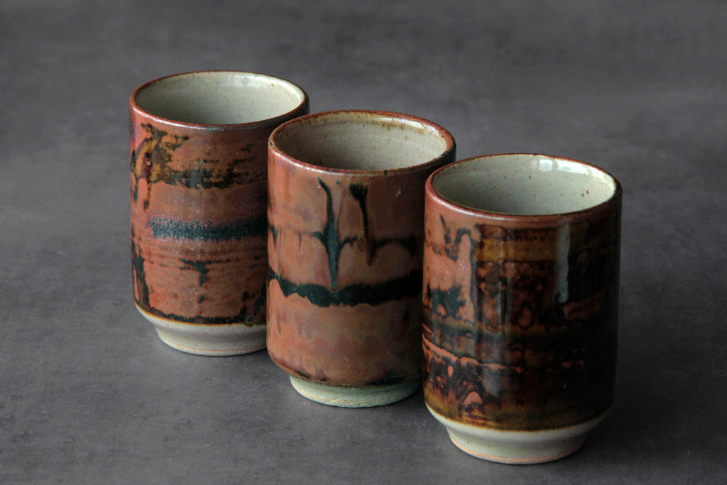 Brown Kaki glaze, Mashiko ware tea cup, Japanese ceramic