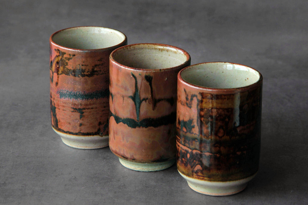 brown tea cup. Japanese Mashiko pottery