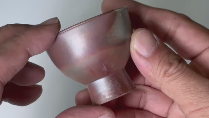 Rotating and close-up video showcasing the shape, texture, and details of the Bizen ware small cup.