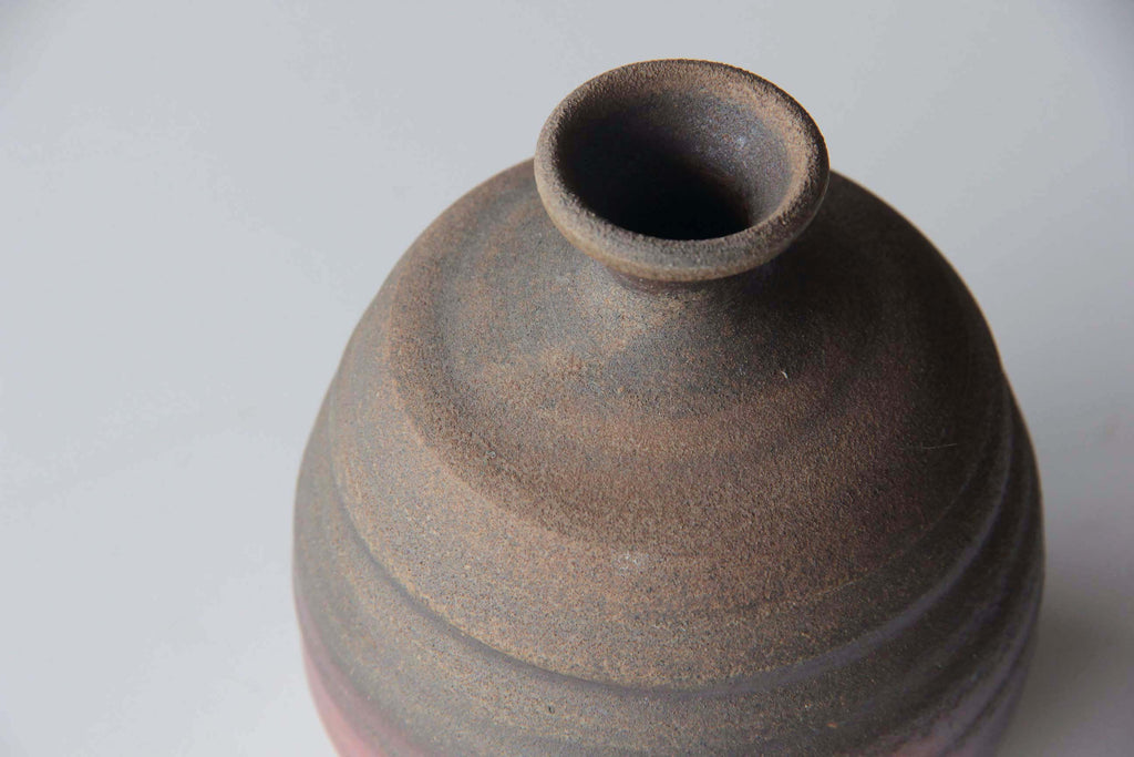 Bizen ware, Sake bottle, Unglazed Japanese pottery from Okayama Prefecture.