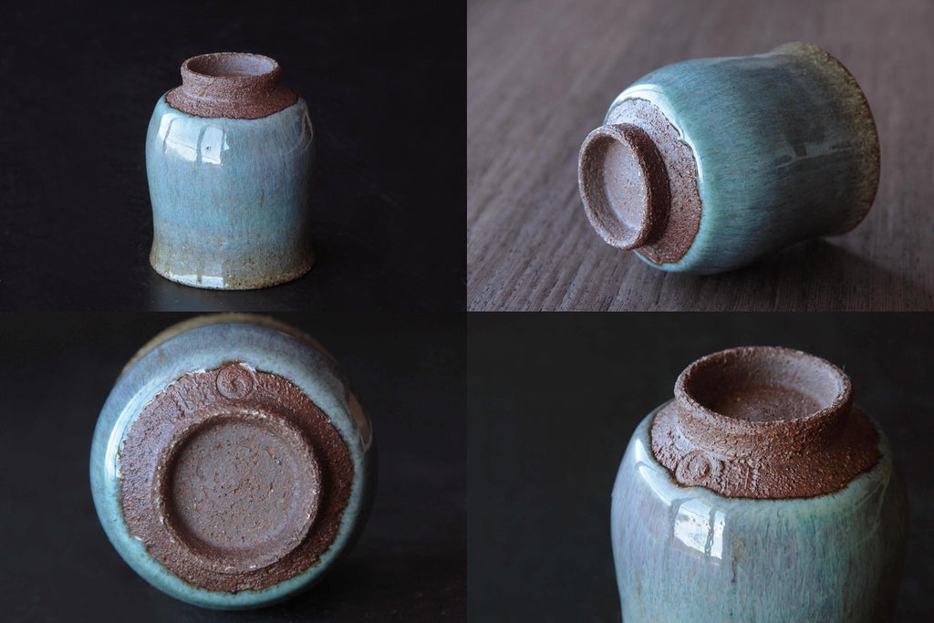 Beautifully glazed small tea cup. Japanese Agano ware.