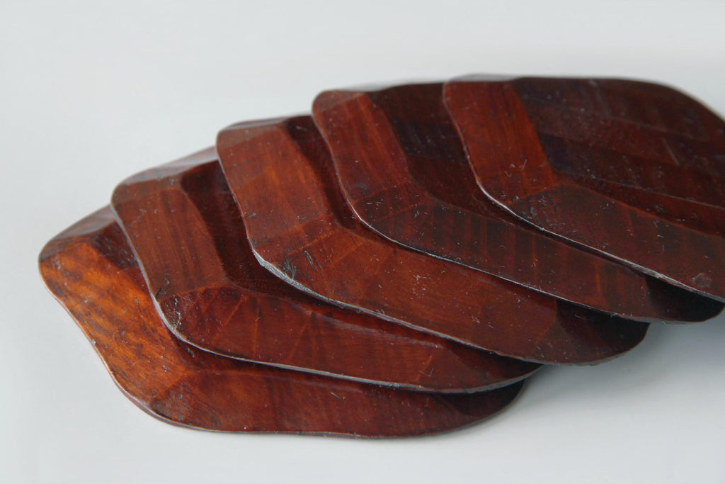hand-carved wooden plate. Japanese craft. 