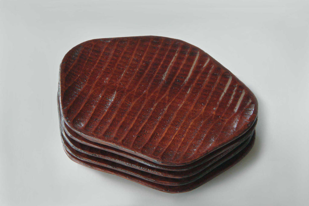 hand-carved wooden plate. Japanese craft. 