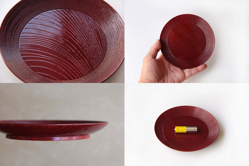 Japanese wooden plate, Urushi lacquerware