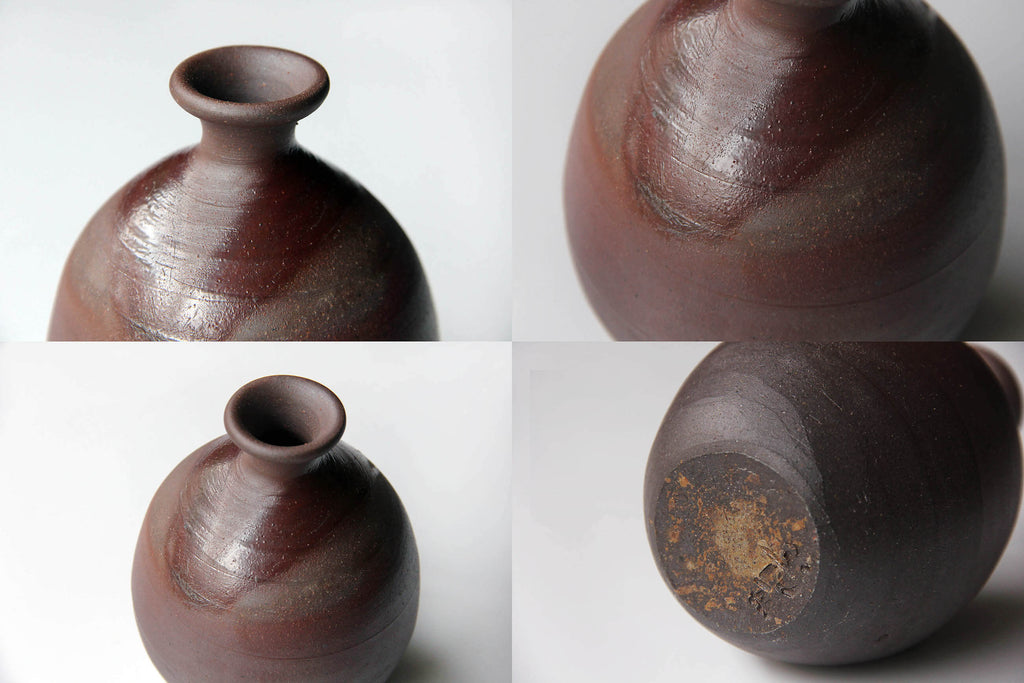 Bizen ware, Japanese pottery, Sake bottle  Tokkuri