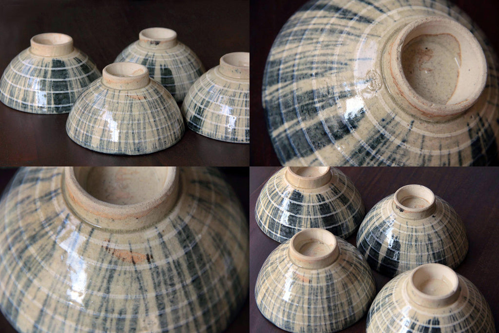 Japanese pottery, lidded chawan, vintage ceramic
