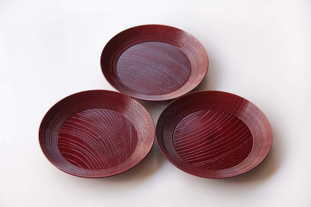 Japanese wooden plate, Urushi lacquerware