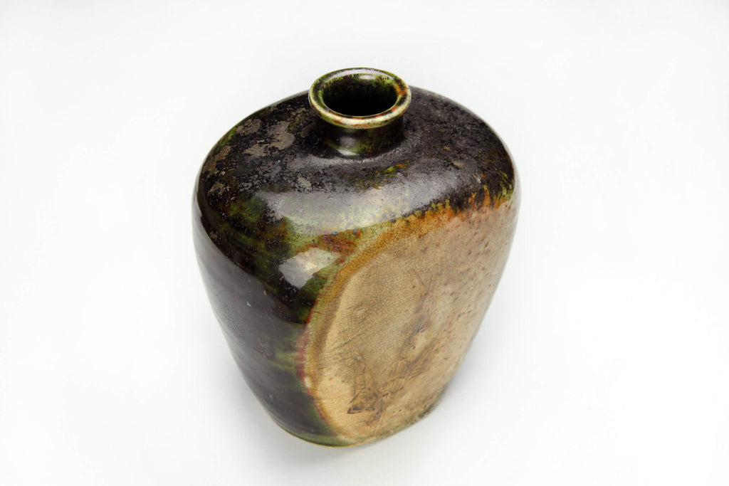 old Oribe yaki vase