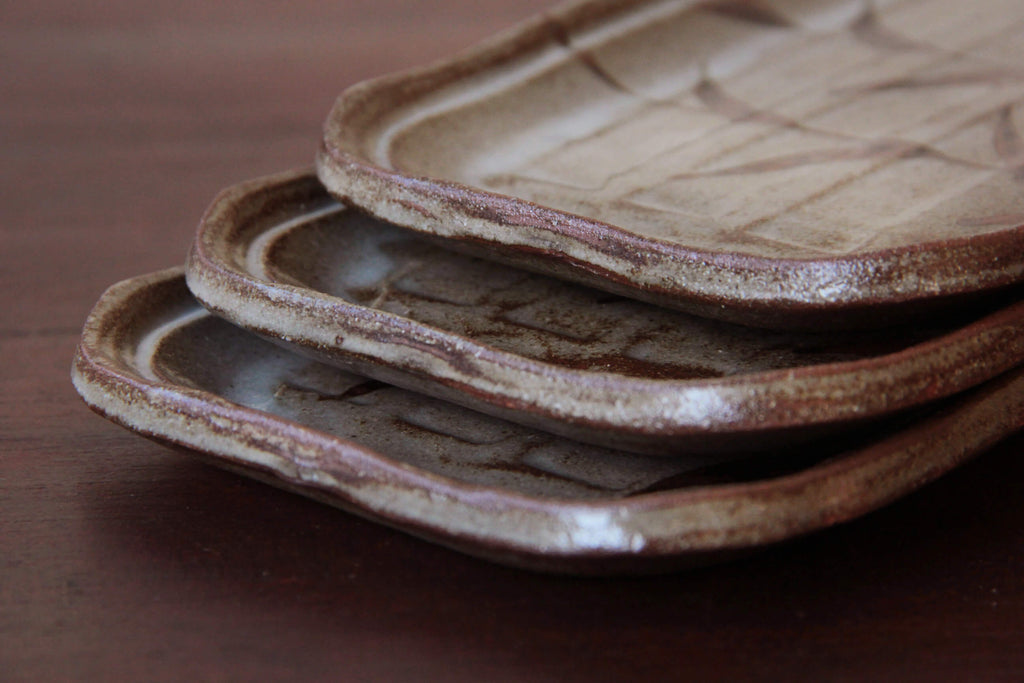 Japanese ceramic, Karatsu ware, rectangle plate 