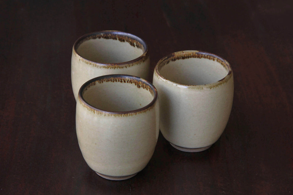 white tea cups, Japanese pottery