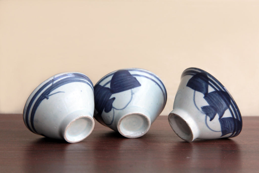 old  ceramic, sometsuke Sake cups