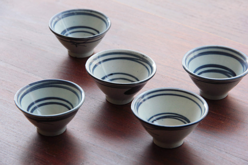 old Japanese ceramic, sometsuke Sake cups