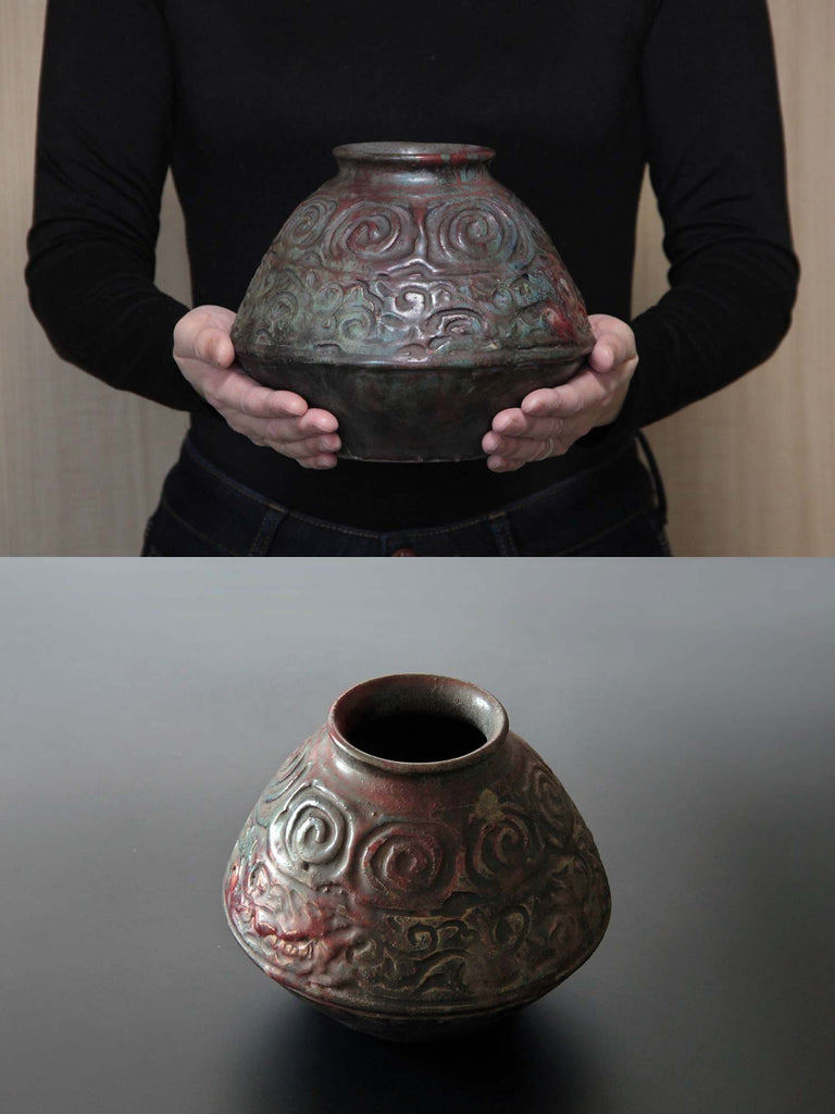 Japanese vintage vase with unique glaze 