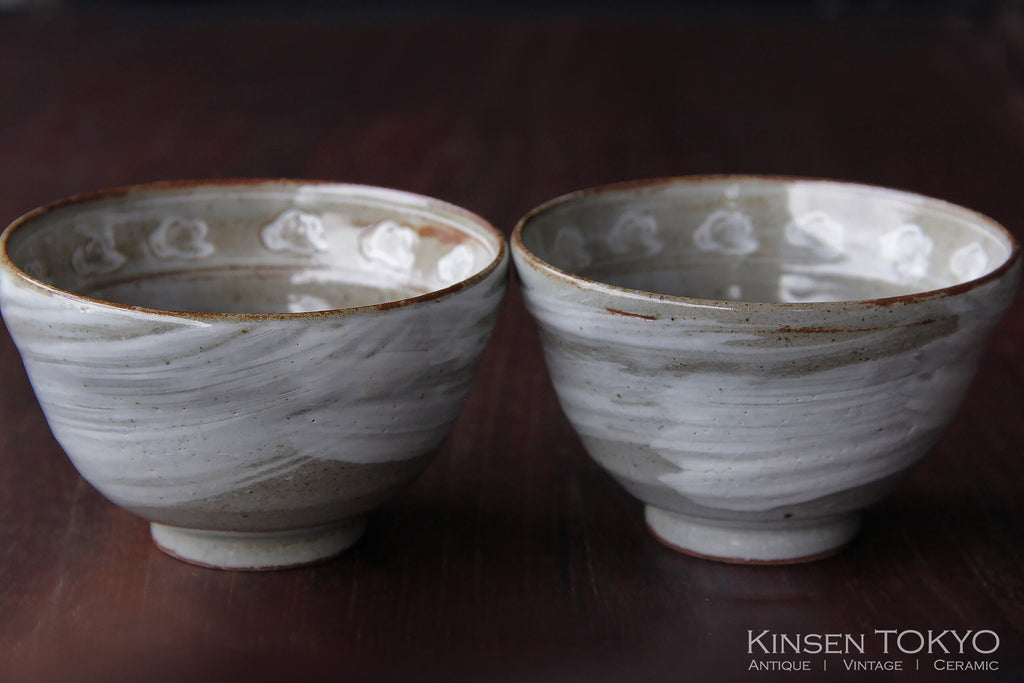 Vintage tea cup with brush mark galze , Japanese ceramic