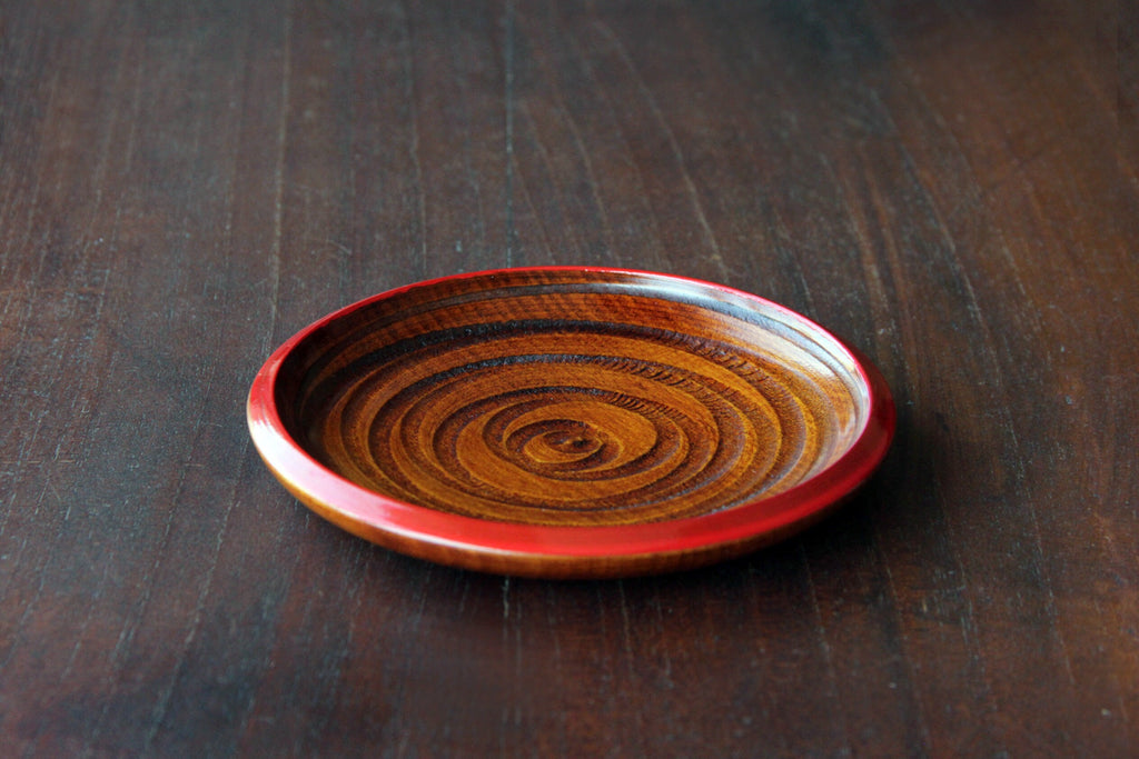 Japanese wooden craft, Urushi lacquered plate 