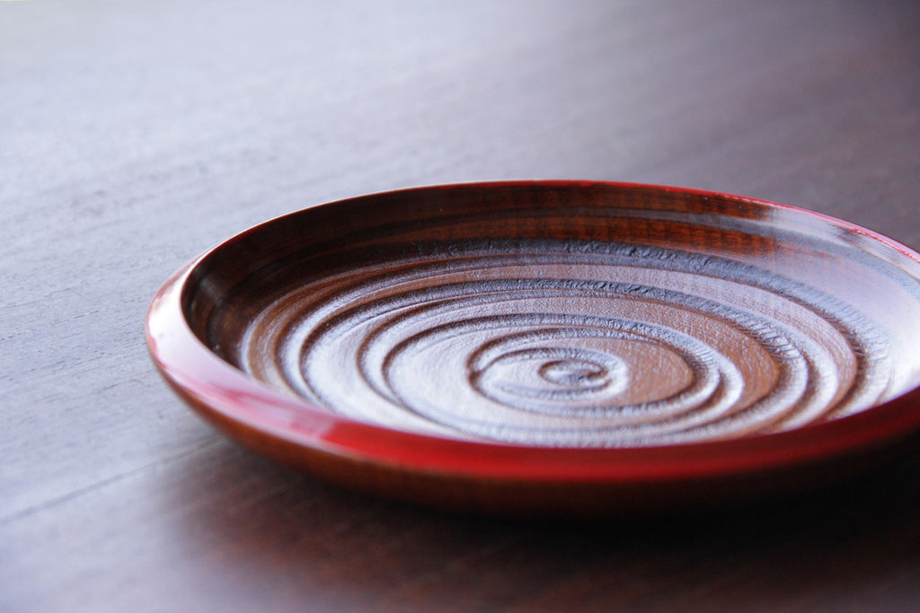 Japanese wooden craft, Urushi lacquered plate 