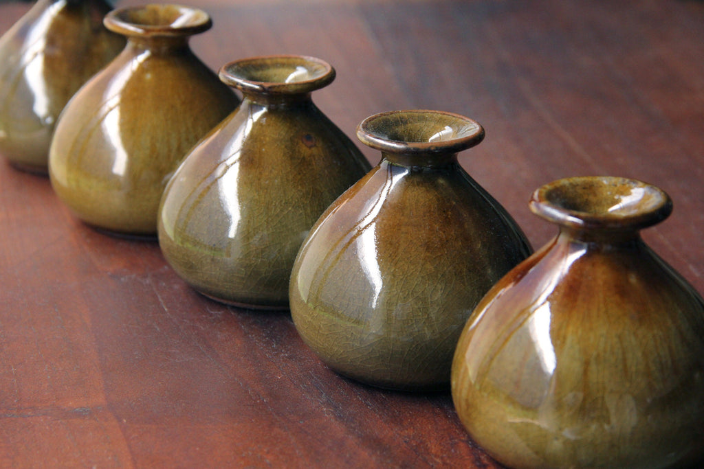 Echizen pottery, bud vase, Japanese ceramic 