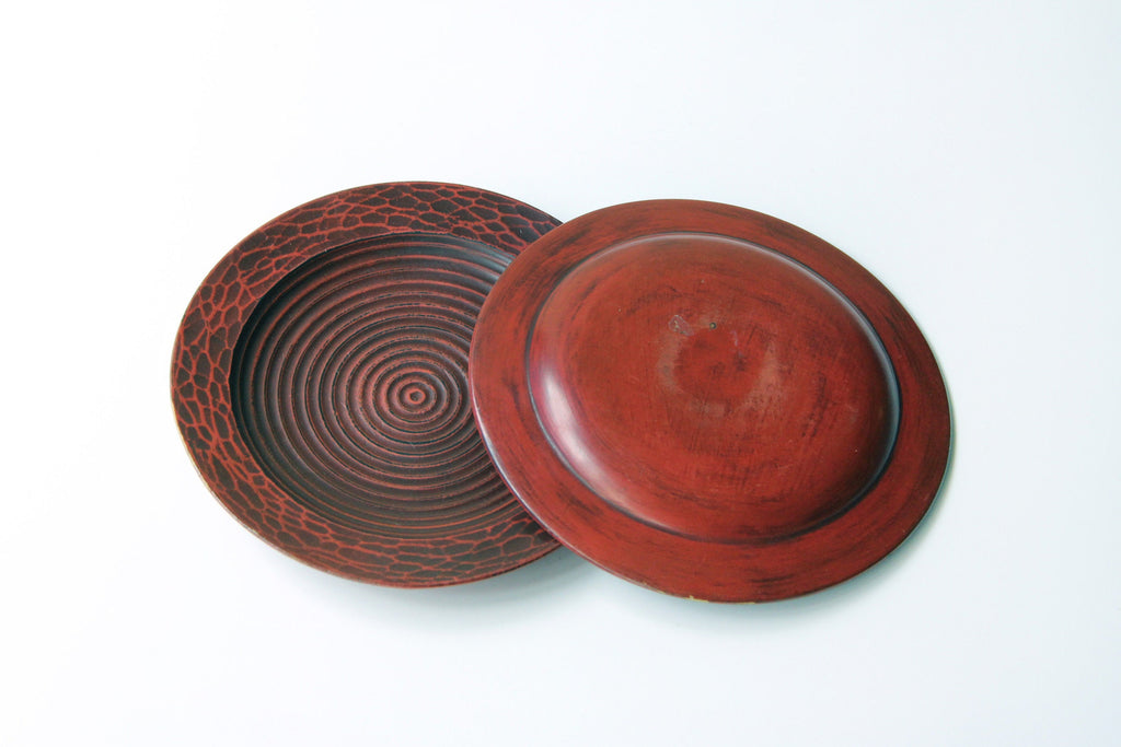 Vintage carved wooden plate , Japanese craft