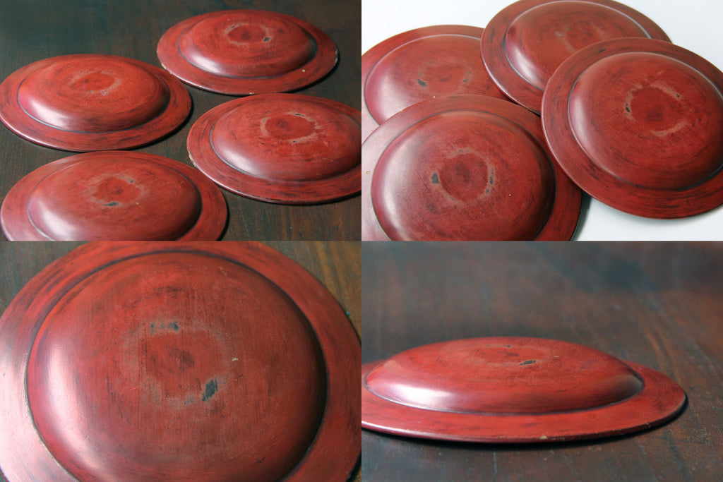 Vintage carved wooden plate , Japanese craft