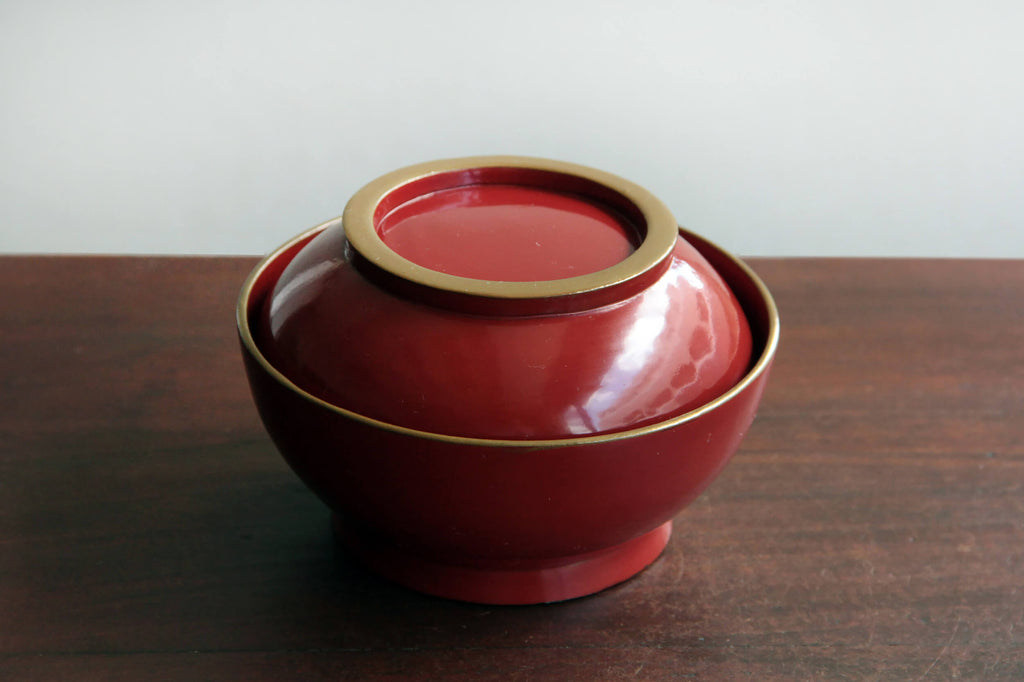 miso soup bowl, Antique lacquerware, lidded  bowls