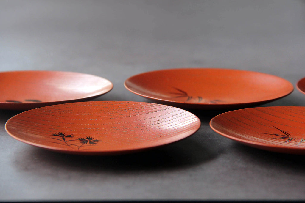 Very thin Japanese wooden dish, urushi plate 
