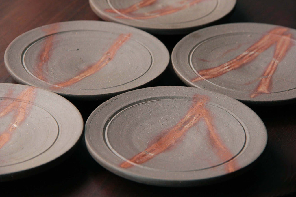 Bizen ware plate, Japanese ceramic