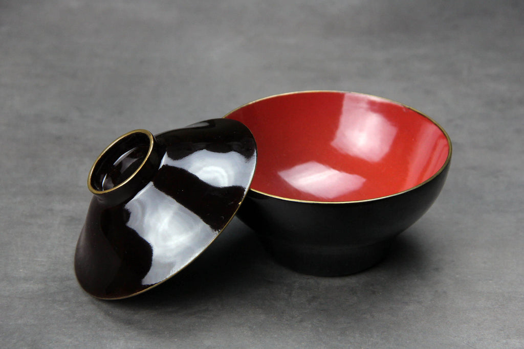 Lidded Owan bowl,  Japanese lacquerware, Miso soup 