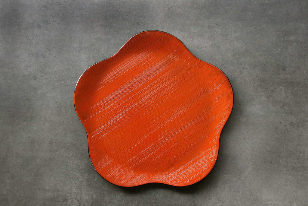 star shaped red tray, Japanese wooden craft