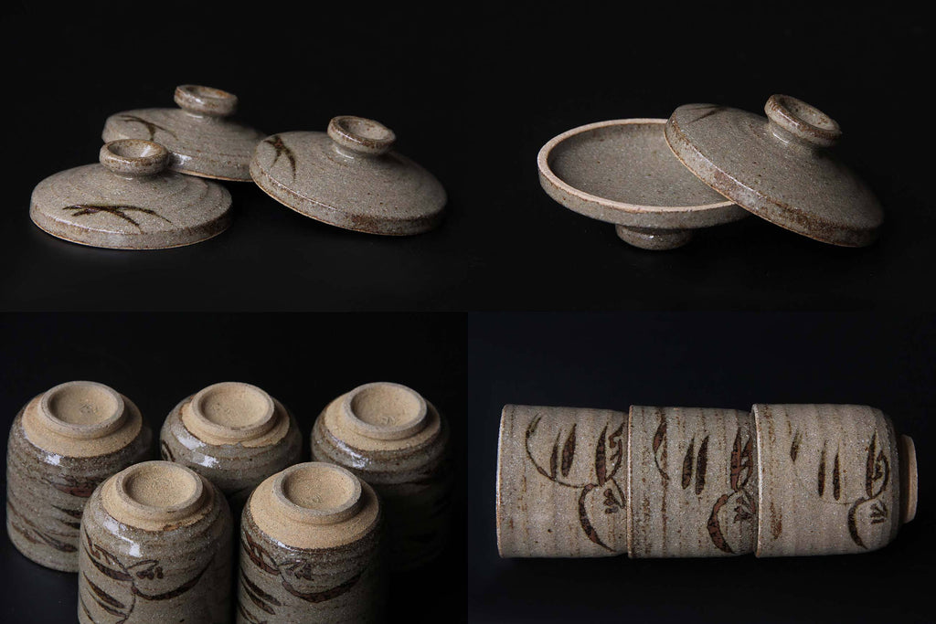 Lidded tea cup, Karatsu ware, Japanese pottery