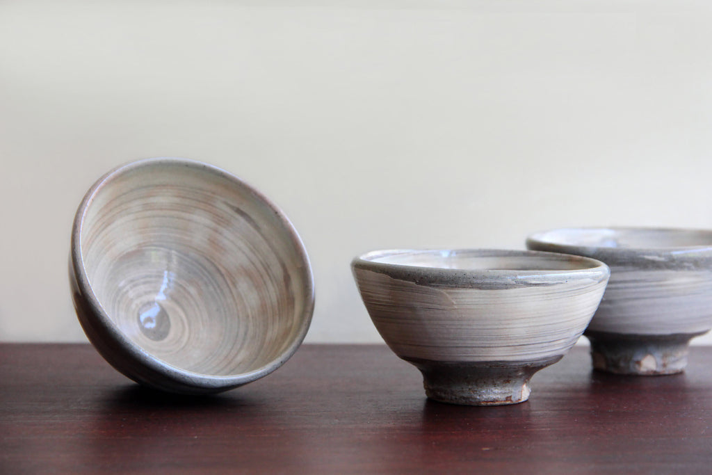 brush mark ceramic tea cup , Japanese pottery