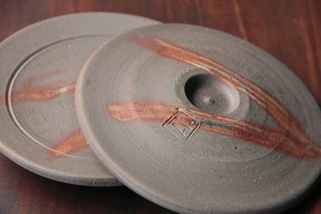 Bizen ware plate, Japanese ceramic